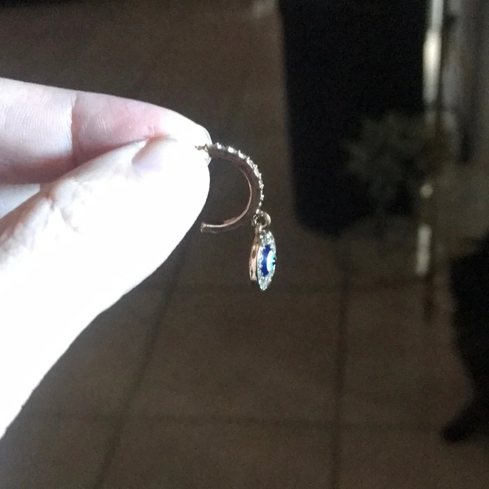 Gold Evil Eye Earrings - Picture 2 of 6